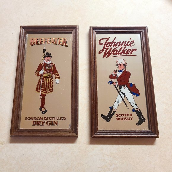 Johnnie Walker Wall Decor Vintage Bar Mirror Set Johnnie Walker Beefeater Poshmark